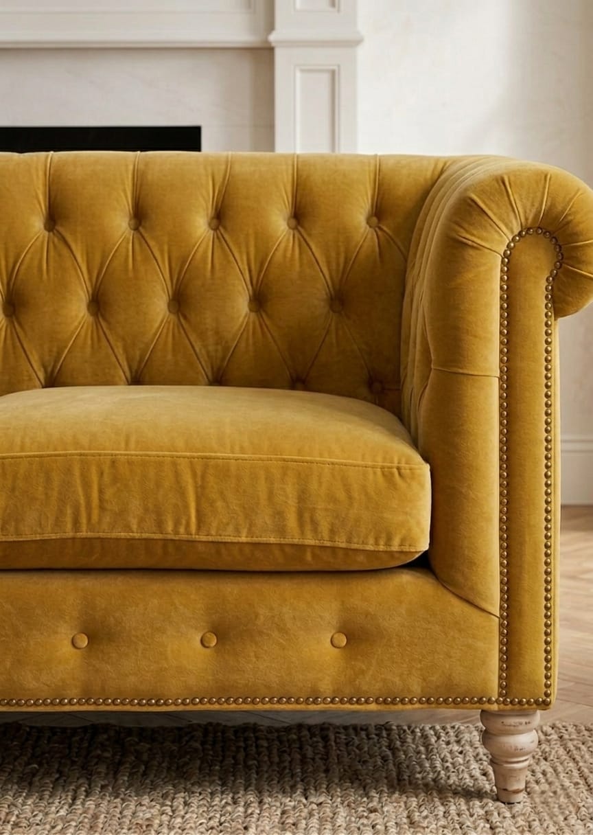 Golden Chesterfield 3 Seater Sofa Set