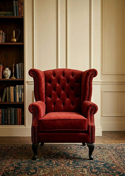 Royal Velvet Wingback Luxury Single Sofa Chair