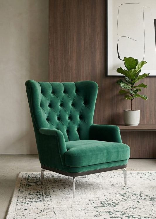 Emerald Velvet Wingback Luxury Single Sofa Chair