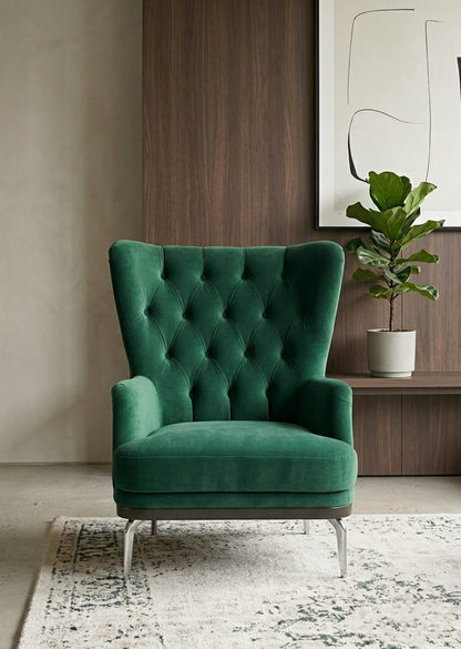Emerald Velvet Wingback Luxury Single Sofa Chair