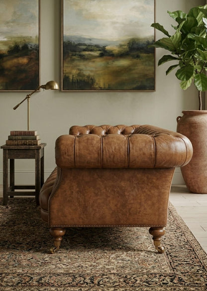 Vintage Chesterfield Leather 3 Seater Sofa Set