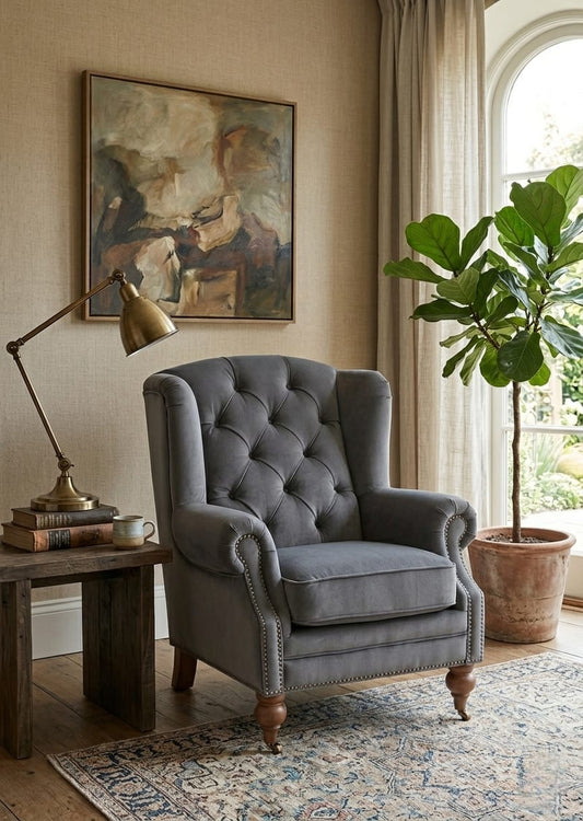 Oxford Grey Luxury Single Sofa Chair