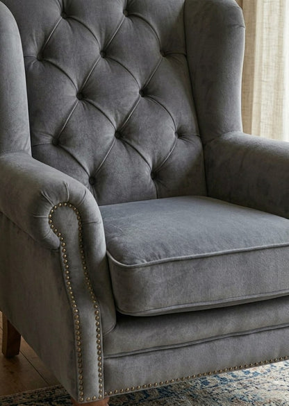 Oxford Grey Luxury Single Sofa Chair