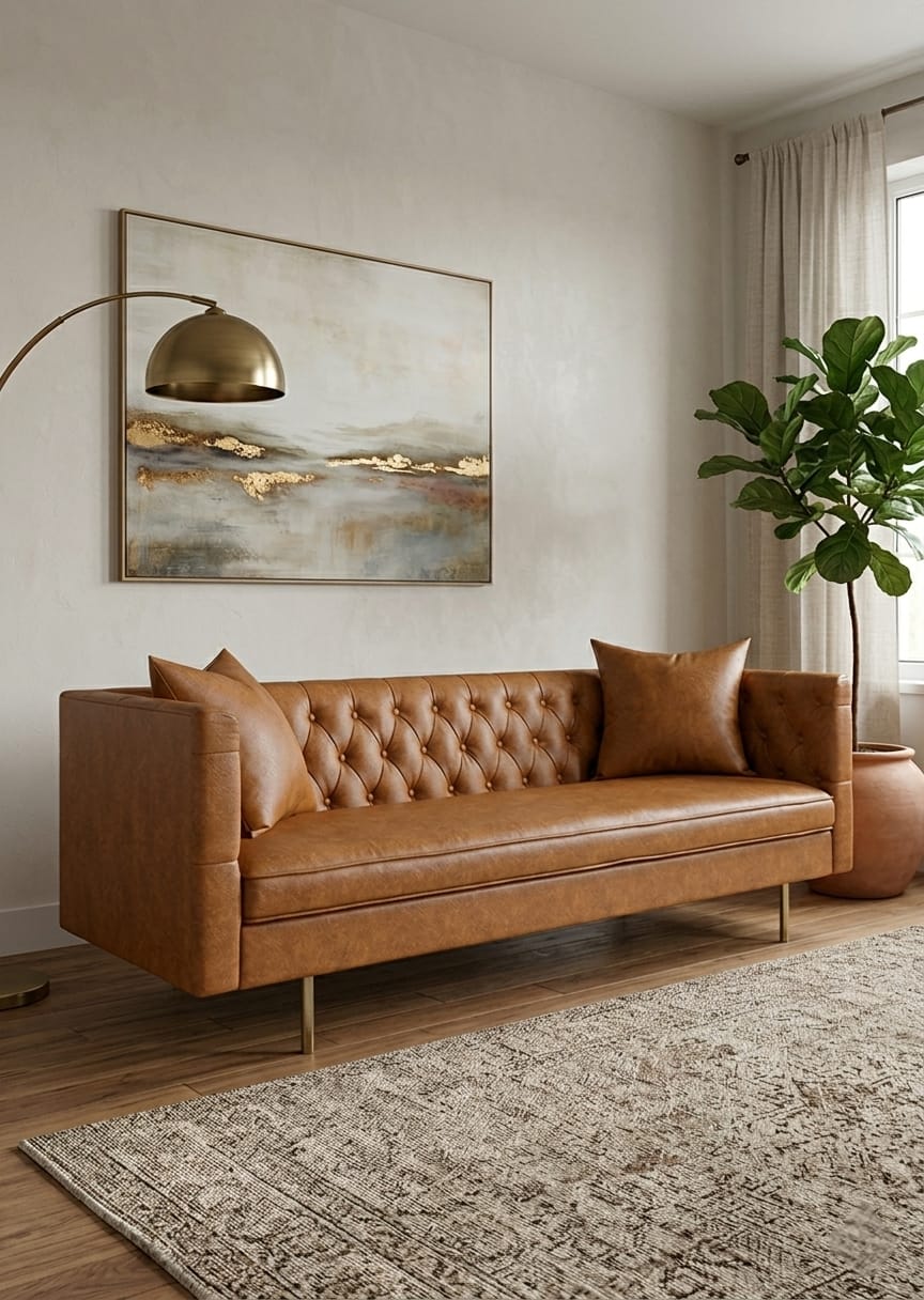 Heritage Luxe Leatherette 3 Seater Sofa