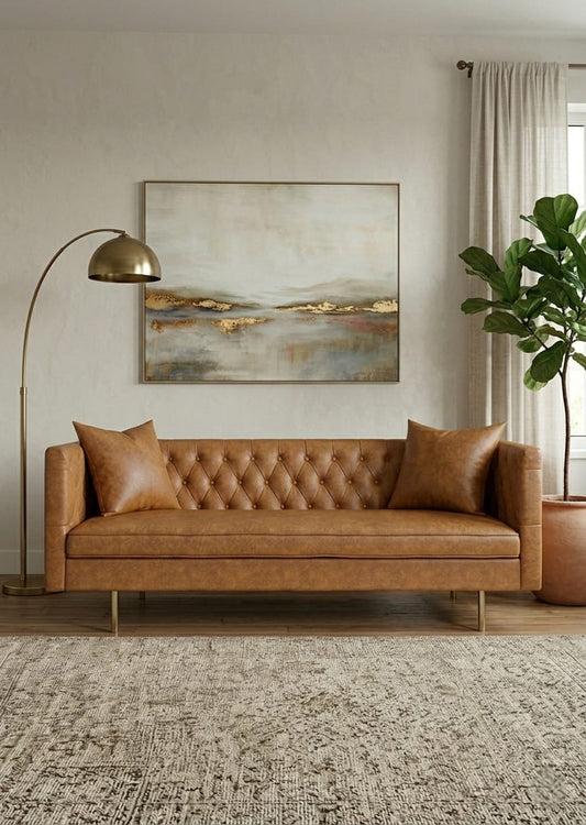 Heritage Luxe Leatherette 3 Seater Sofa