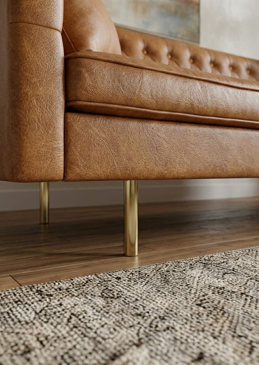 Heritage Luxe Leatherette 3 Seater Sofa