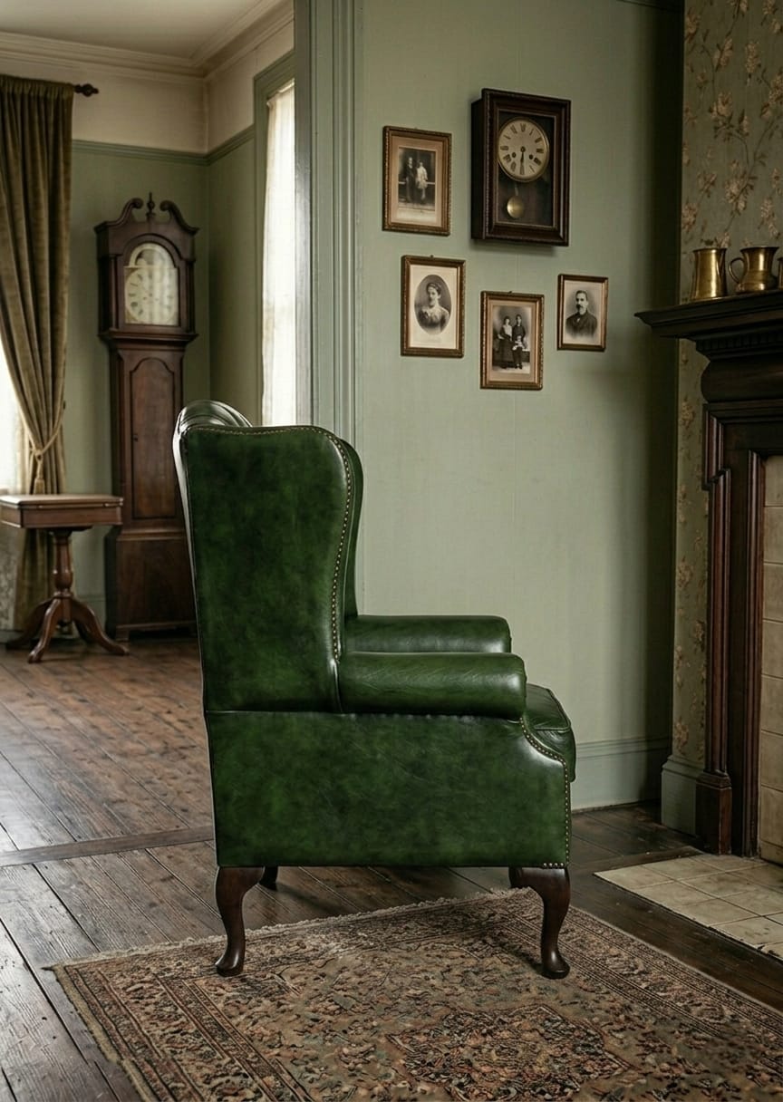 Imperial Green Leather Luxury Single Sofa Chair