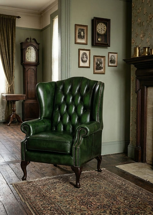 Imperial Green Leather Luxury Single Sofa Chair
