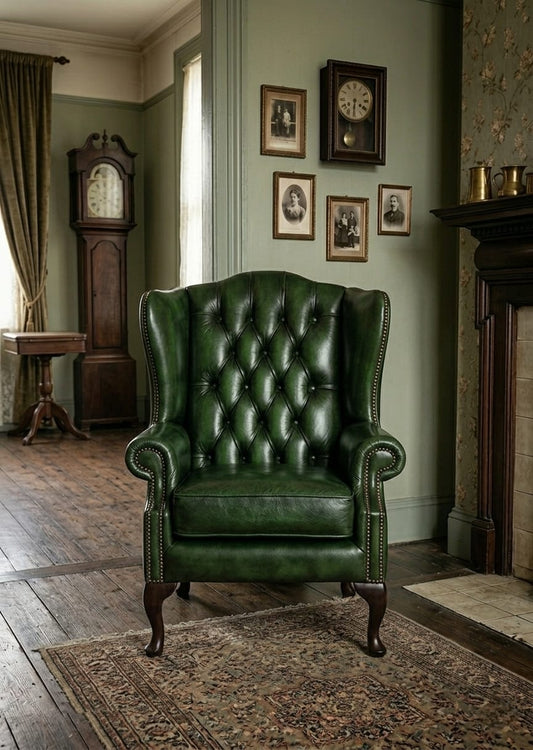Imperial Green Leather Luxury Single Sofa Chair