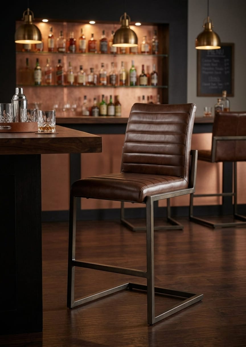 Urban Loft Leather Bar Chair Stool