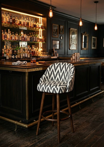 ZigZag Crest Designer Bar Chair Stool