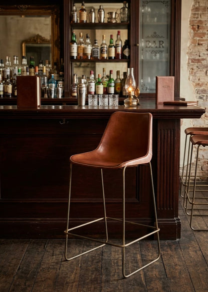 Rustique Curve Leather Bar Chair Stool