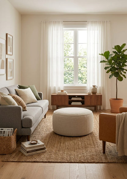 Nova Round Pouf Ottoman Stool
