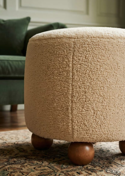 Harper Round Wooden Ottoman Stool for Living Room