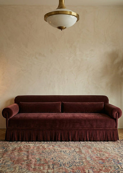 Bordeaux Velvet Skirt 3 Seater Sofa Set for Living Room