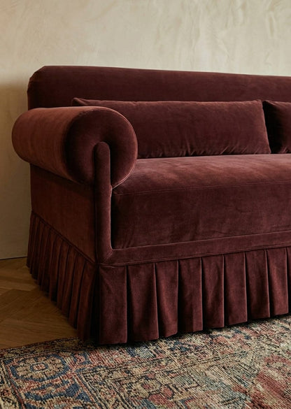 Bordeaux Velvet Skirt 3 Seater Sofa Set for Living Room