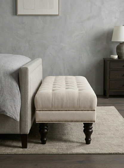 Regal Tufted Bedroom Bench Seat with Wooden Legs