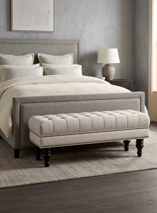 Regal Tufted Bedroom Bench Seat with Wooden Legs