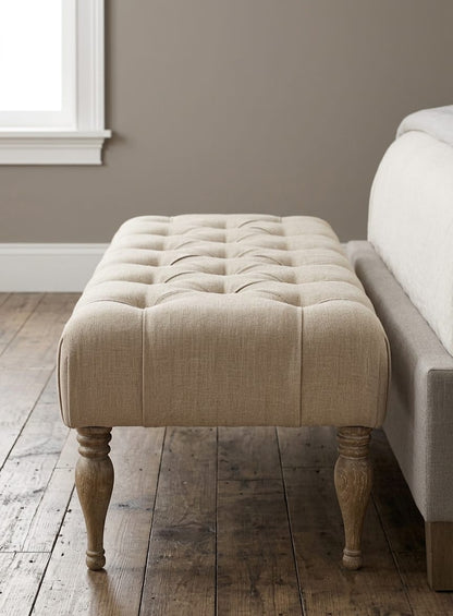 Heritage Tufted Bedroom Bench Seat with Wooden Legs