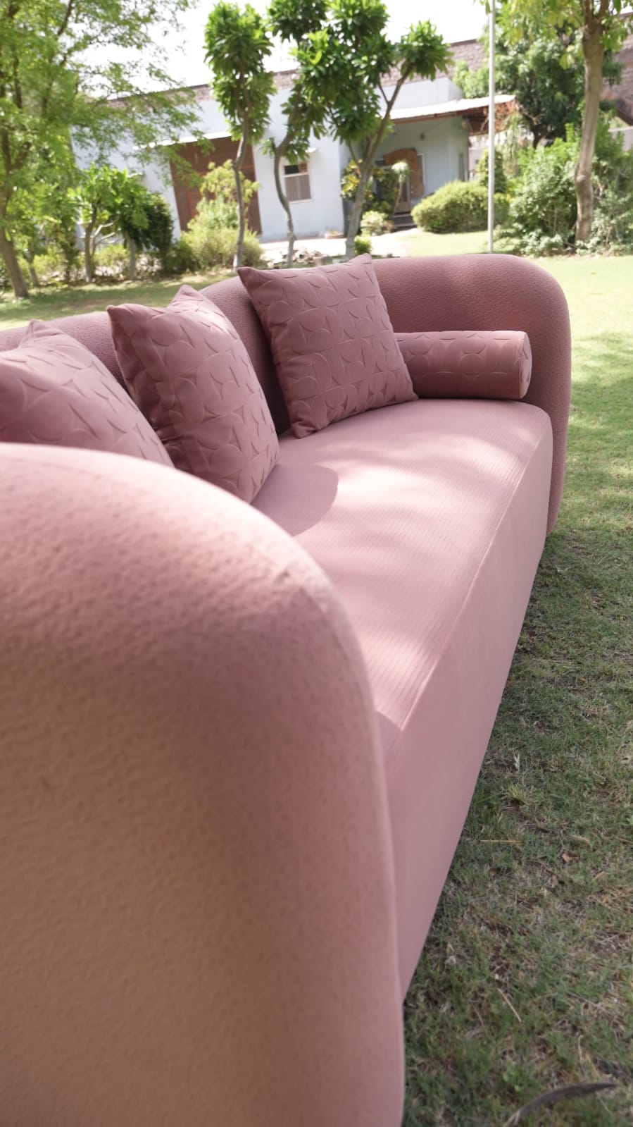 Cloudberry Blush Curve 3 Seater Sofa Set