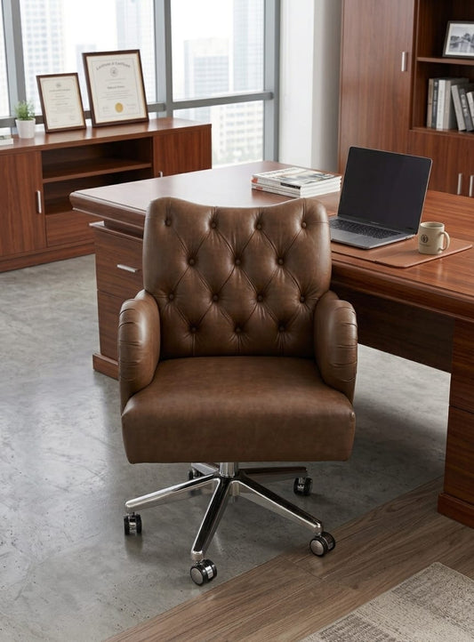 Executive Chesterfield Leather Office Lounge Chair