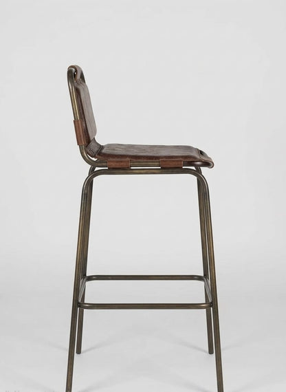 Vintage Leather Frame Bar Chair Stool