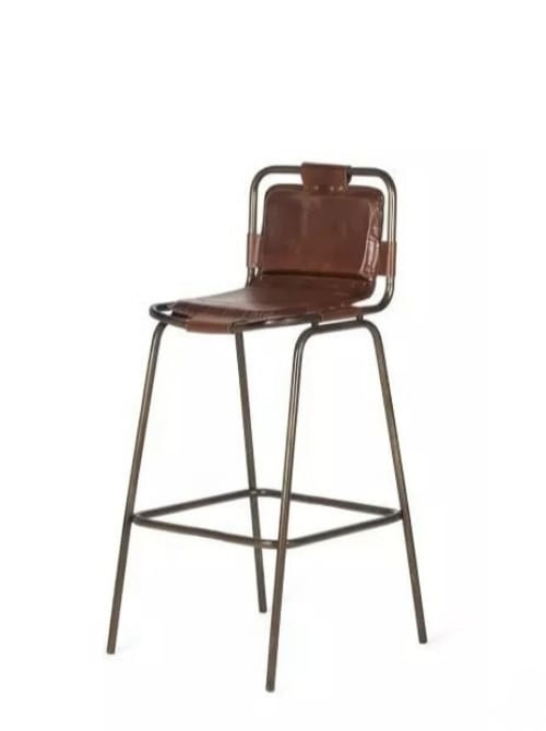 Vintage Leather Frame Bar Chair Stool