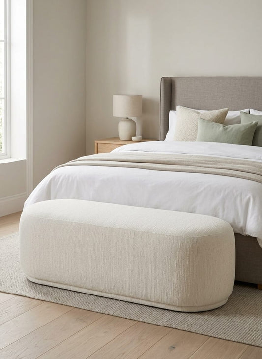 Ivory Curve Storage Bedroom Bench