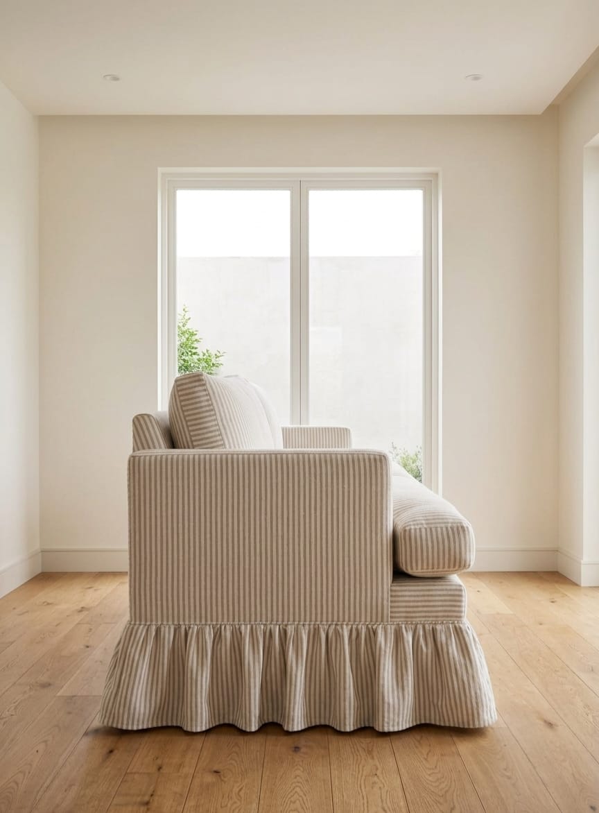 Oatmeal Linen Skirt Sofa