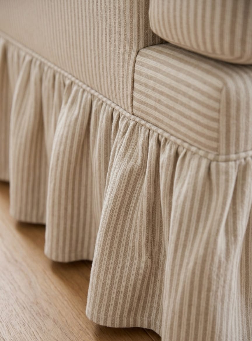 Oatmeal Linen Skirt Sofa