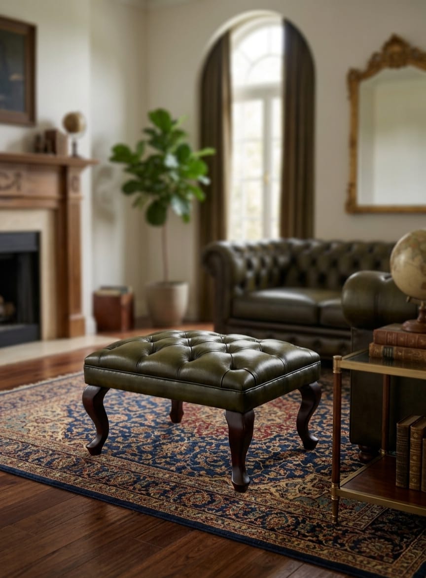 Regal Chester Leather Ottoman Stool