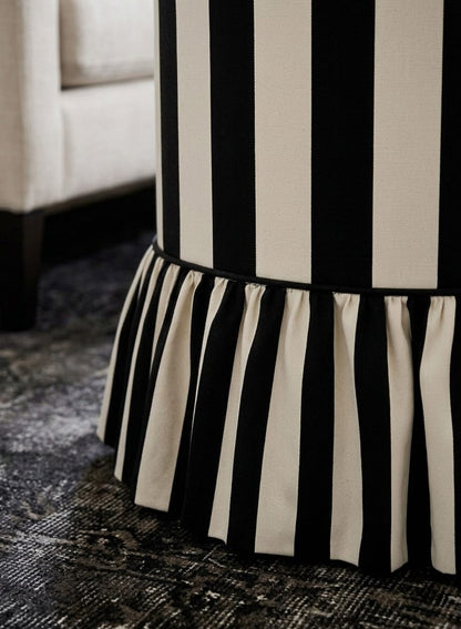 Monroe Striped Round Ottoman Stool