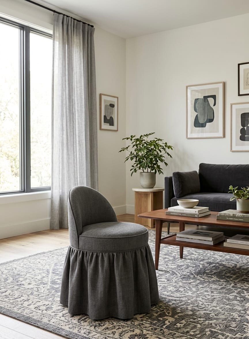 Evelyn Skirted Ottoman Chair Stool