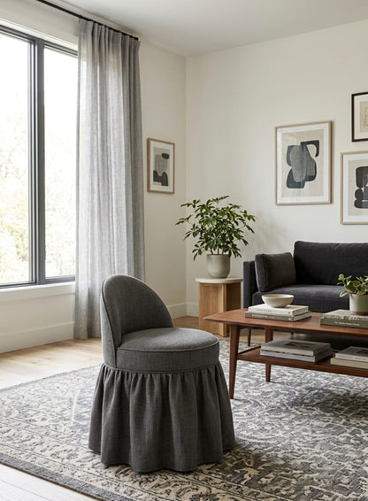 Evelyn Skirted Ottoman Chair Stool