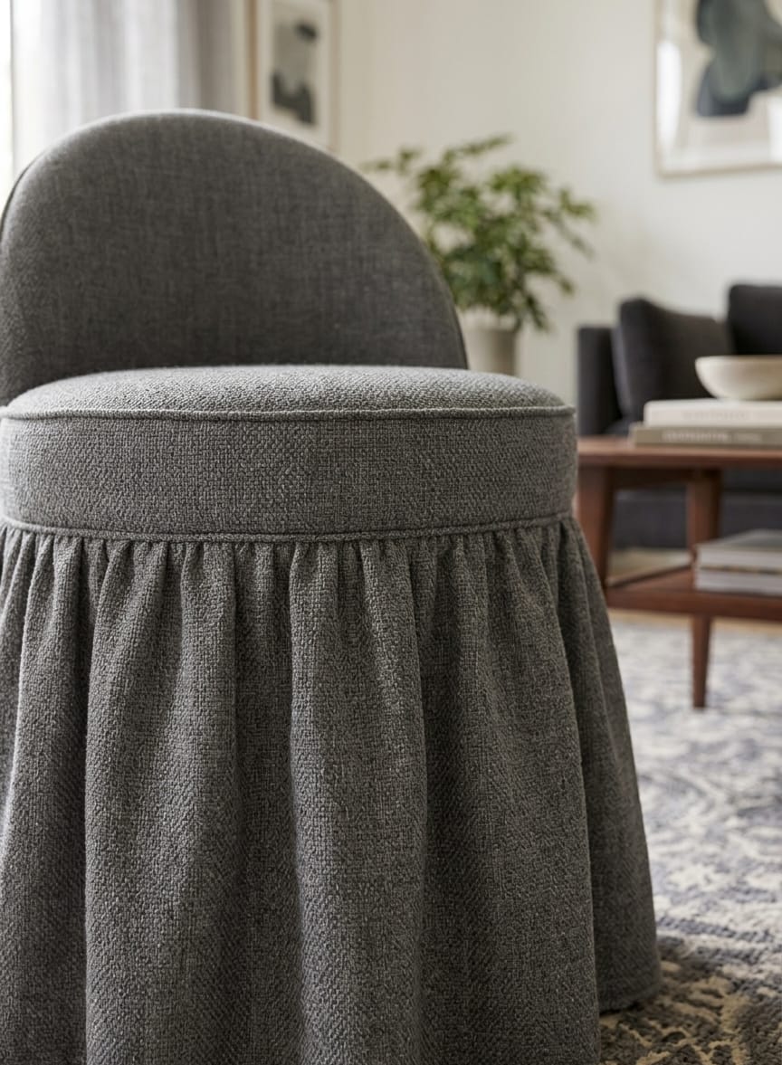 Evelyn Skirted Ottoman Chair Stool
