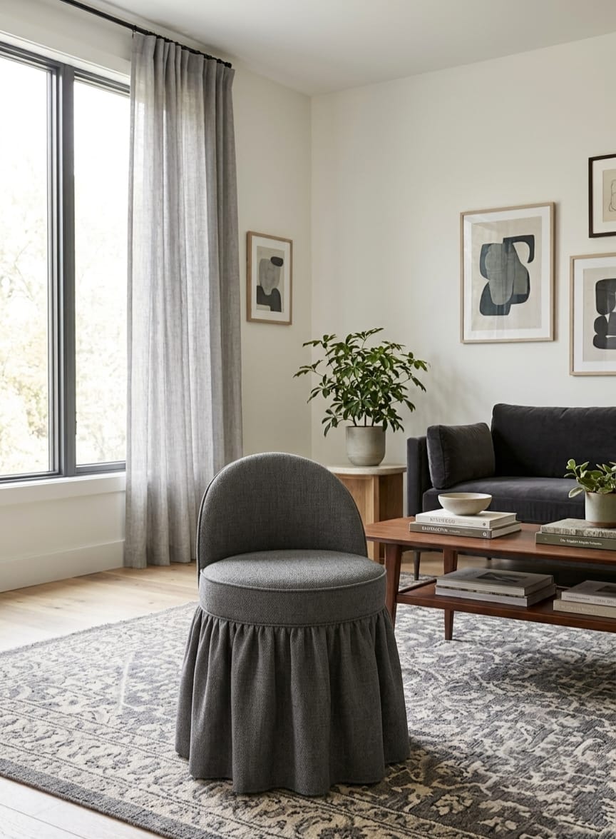 Evelyn Skirted Ottoman Chair Stool