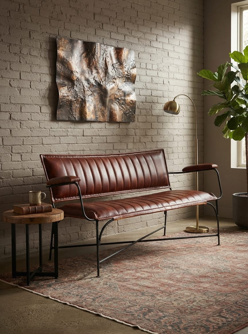 Hudson Leather Bench Sofa