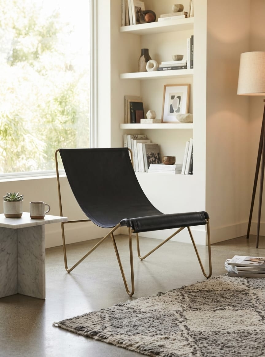 Monaco Leather Lounge Sling Chair