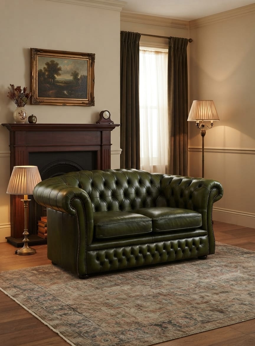 Kingsford Chesterfield Leather Sofa Set