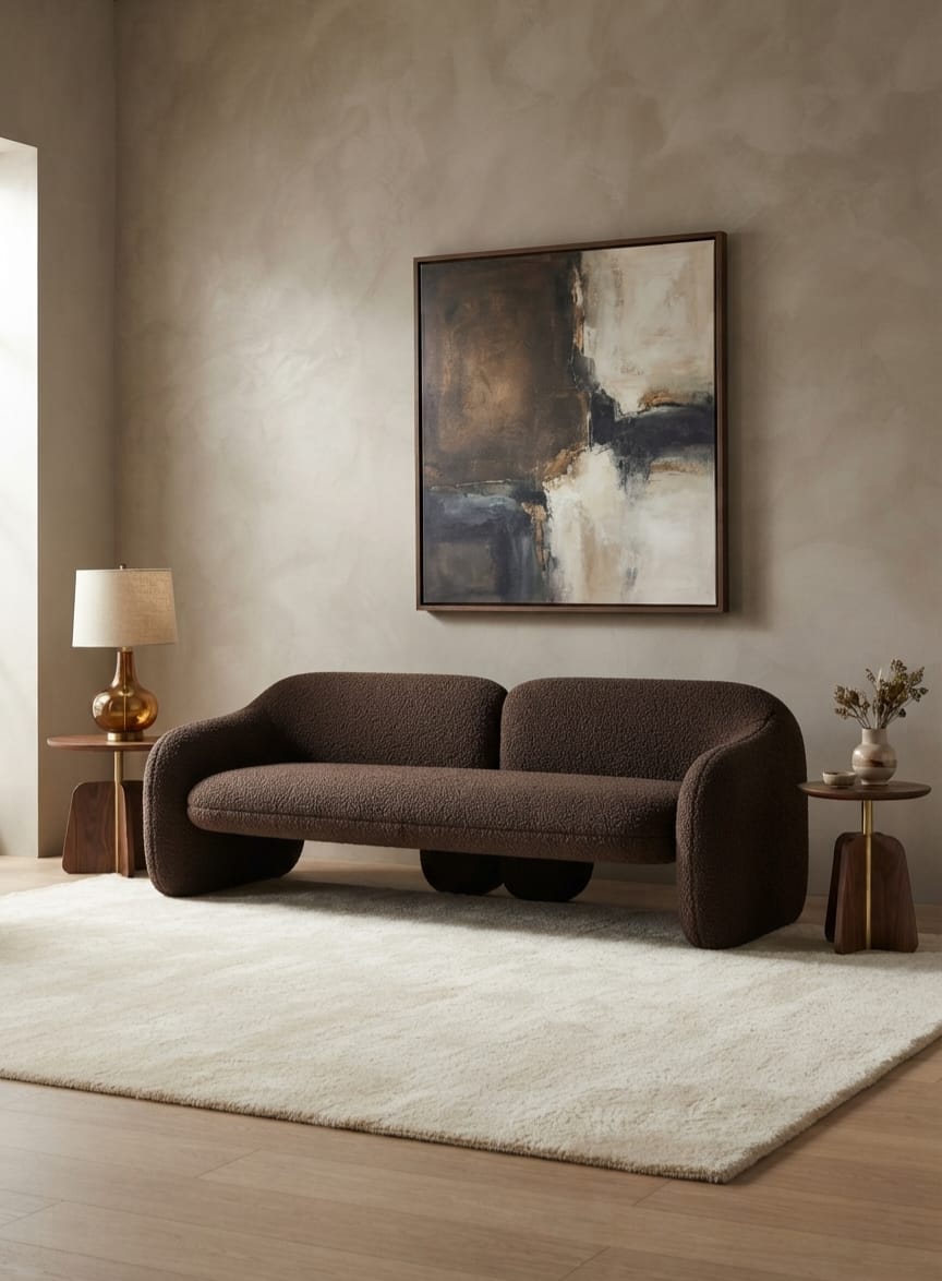 Noir Bouclé Three Seater Sofa