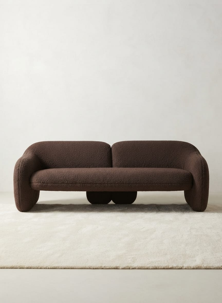 Noir Bouclé Three Seater Sofa