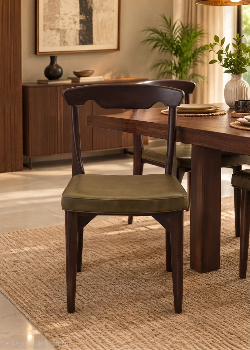 Vanguard Wood and Leather Dining Chair