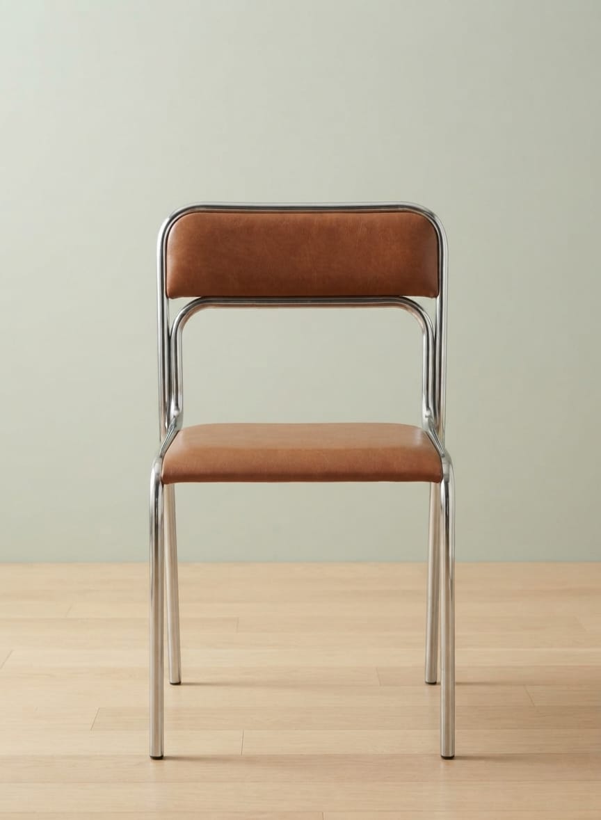 Sleek Leather Chrome Frame Dining Chair