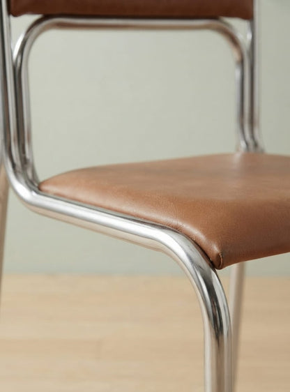 Sleek Leather Chrome Frame Dining Chair