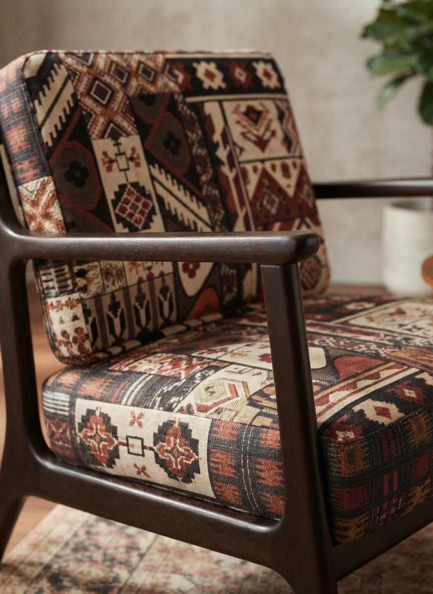 Bohemian Heritage Solid Wood Lounge Armchair