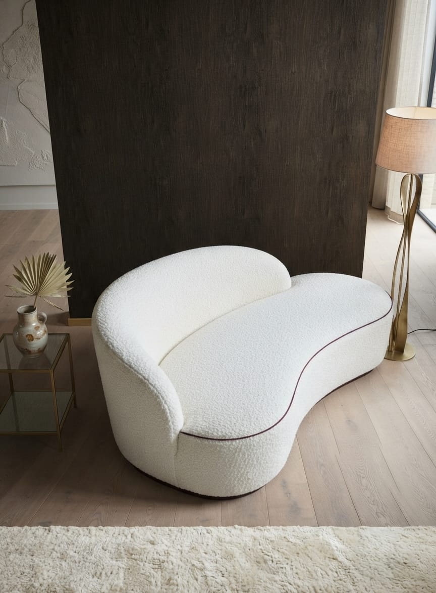 Solstice Modern Bouclé Curved 2 Seater Sofa