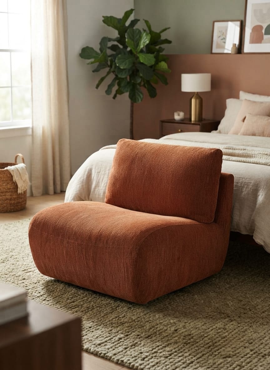 Cinnamon Boucle Modern Lounge Chair