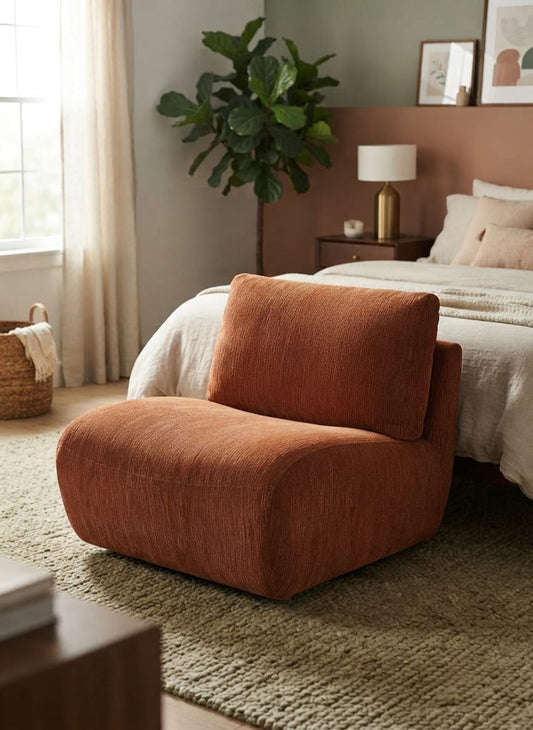 Cinnamon Boucle Modern Lounge Chair