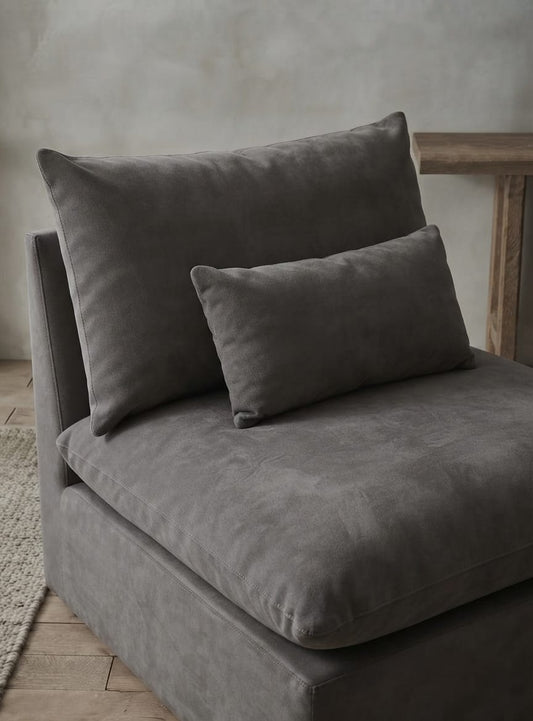 Ash Velvet Cube Lounge Sofa