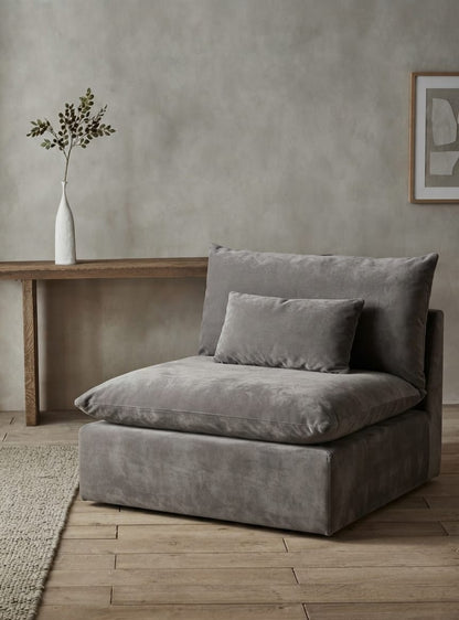 Ash Velvet Cube Lounge Sofa